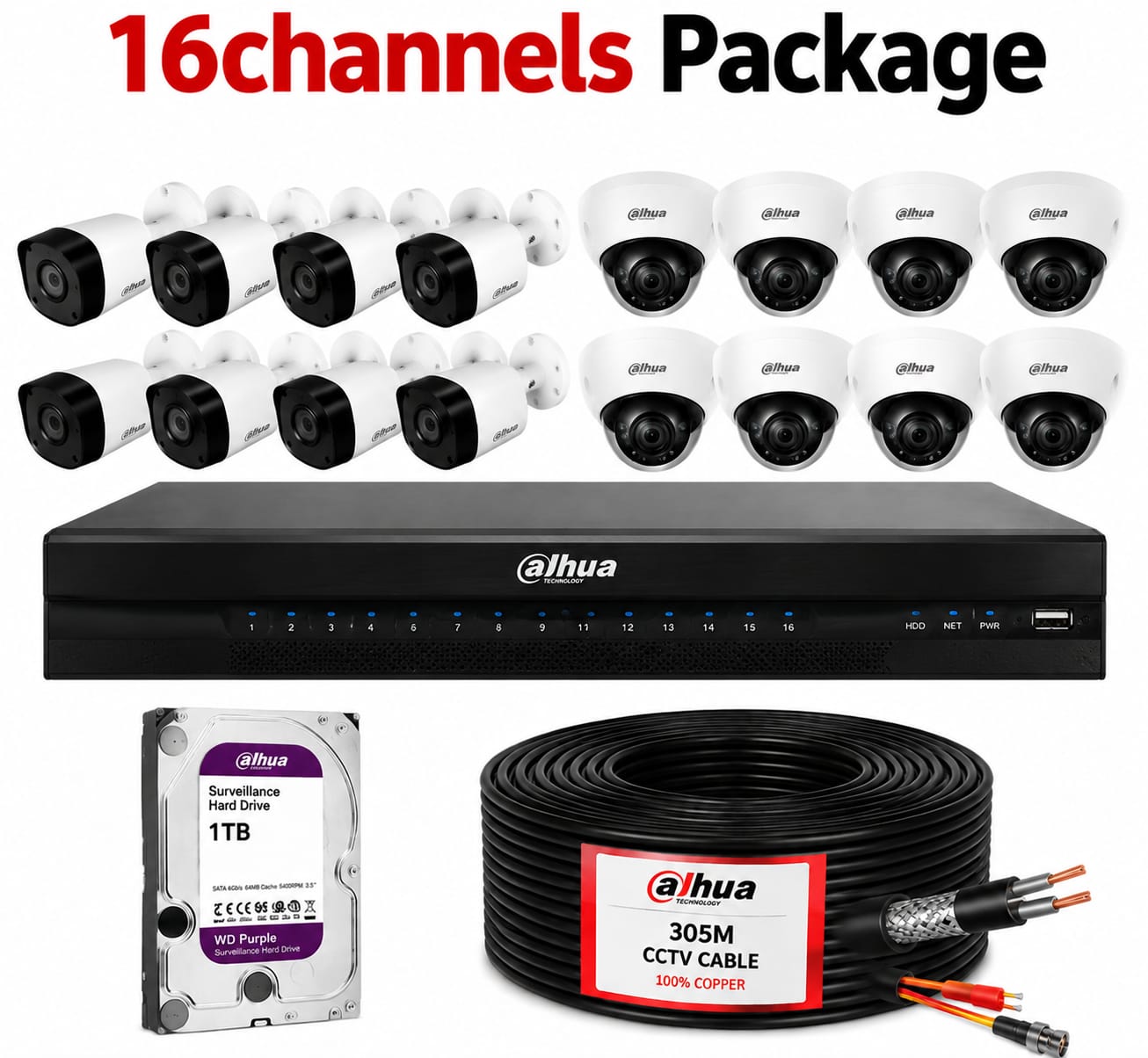 16 Channel CCTV Package – Full HD (Color Vu)