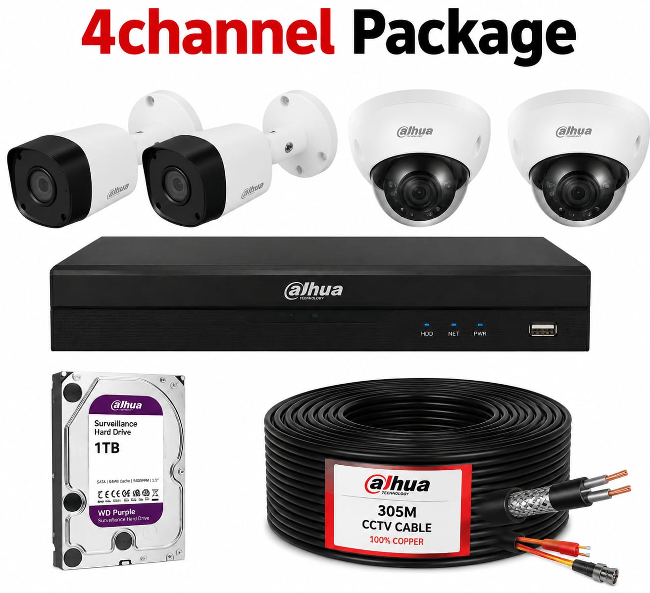 4 Channel CCTV Package – Full HD (Color Vu)